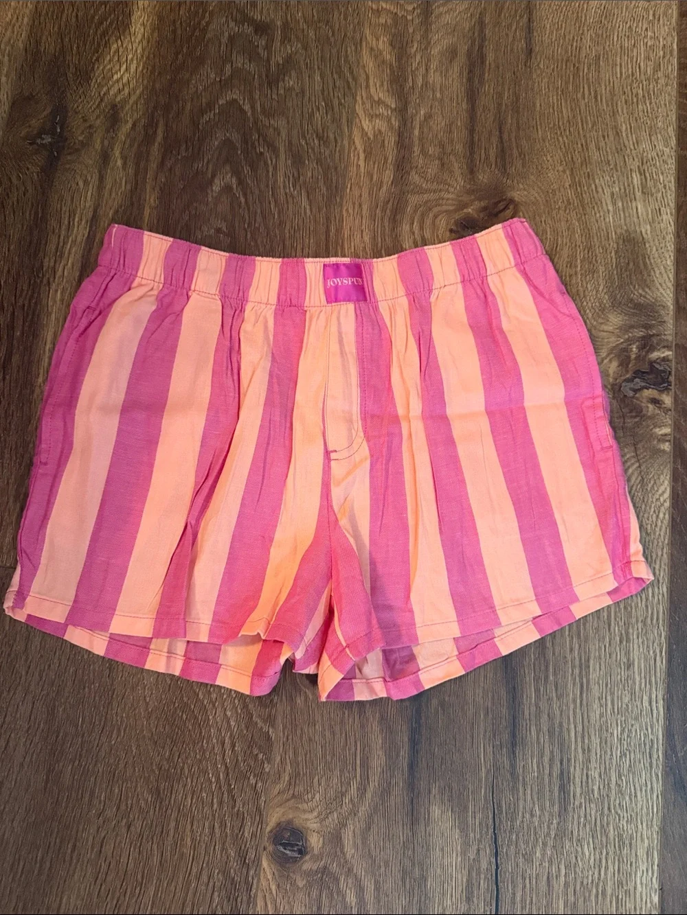Pink & Peach Striped Women's Shorts